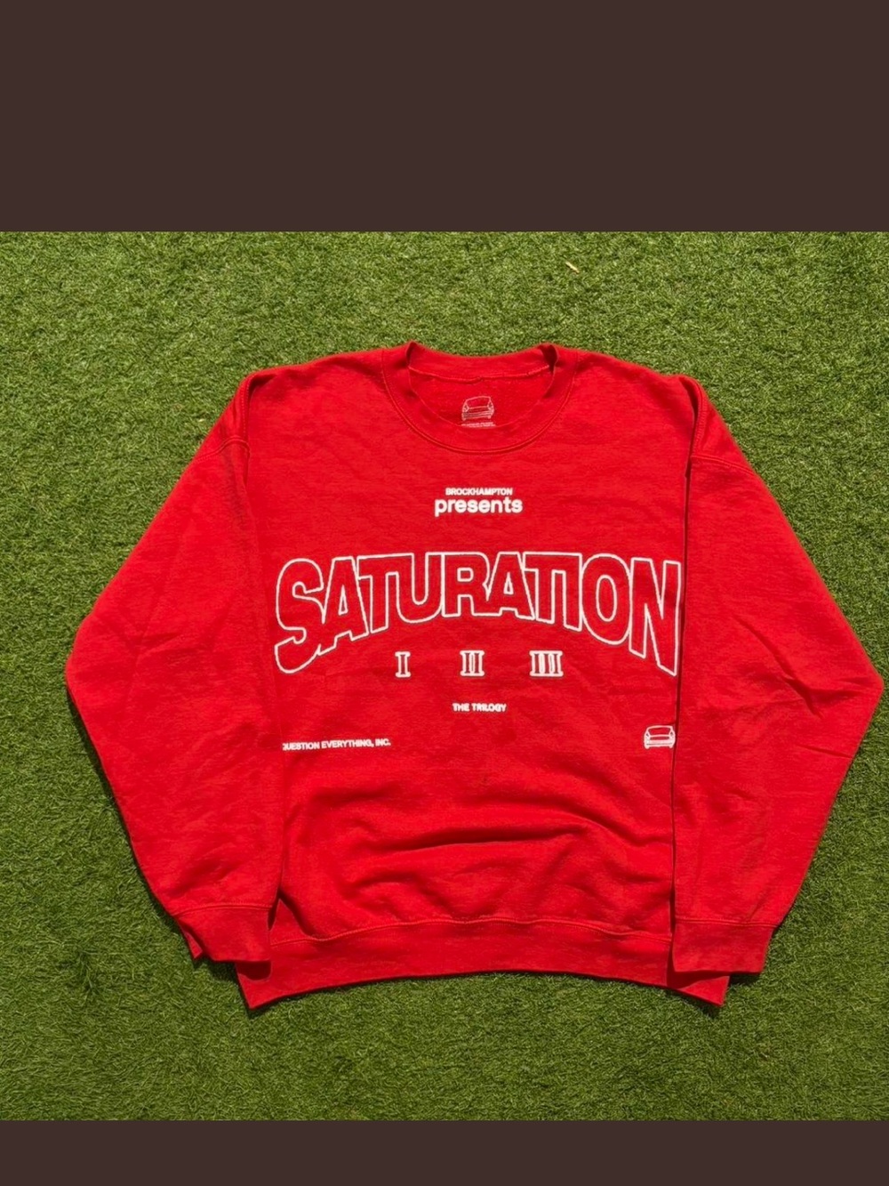 Brockhampton Saturation Red Crewneck Sweater Y2K